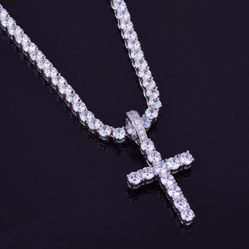 Cross Pendant with 4mm Tennis Chain