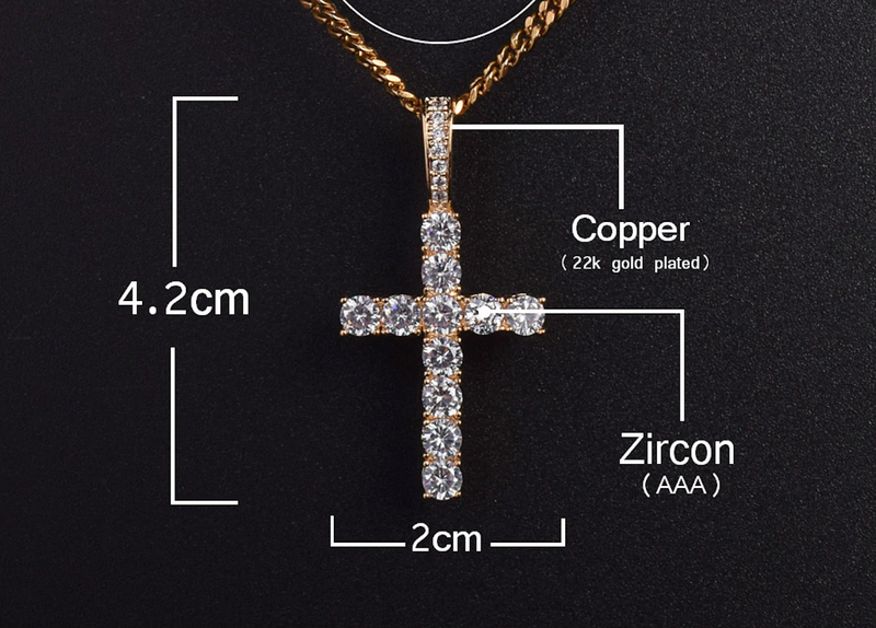 Cross Pendant with 4mm Tennis Chain